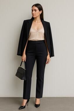Vintage Prada Pleated Trousers Black Pants Nylon Stretch 6 Officewear 44